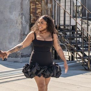 House of CB Lilou Ruffle Square Neck Minidress